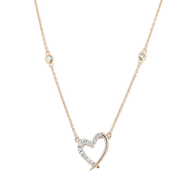 Diamond (0.19 ctw) heart necklace 14k yellow gold 3.1 gr
