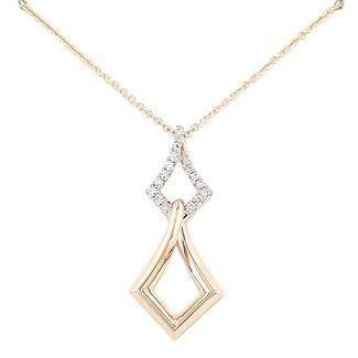 Diamond (0.12 ctw) trapezoid pendant w/chain 14k yellow gold 3.6 gr