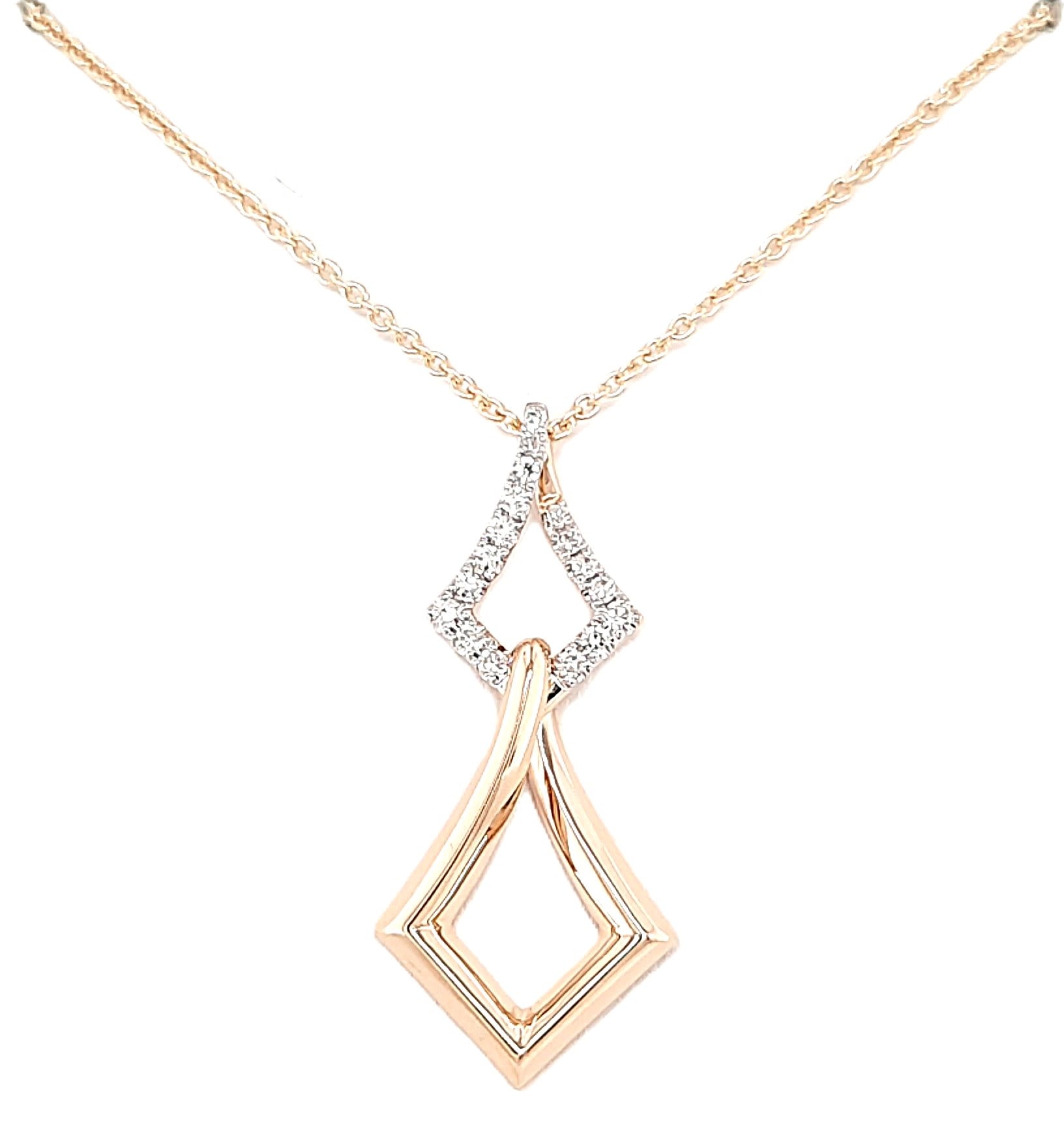 k*n様 Cast Pendant shape2 Diamond (0.12 ctw) trapezoid pendant w/chain 14k yellow gold 3.6