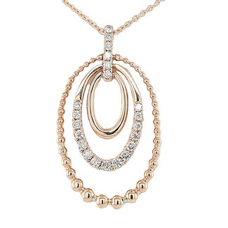Diamond (0.29 ctw) 3 oval pendant w/chain 14k yellow gold 4.7 gr