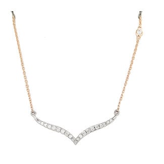 Diamond (0.23 ctw) chevron bar necklace 14k yellow gold 3.1 gr