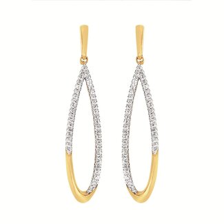 Diamond (0.33 ctw) long oval dangle earrings 14k yellow gold