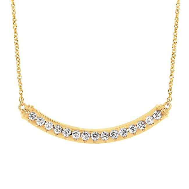 Diamond (0.50 ctw) curved bar necklace 14k yellow gold
