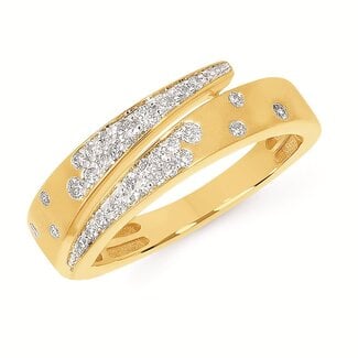 Diamond (0.25 ctw) scatter bypass band 14k yellow gold