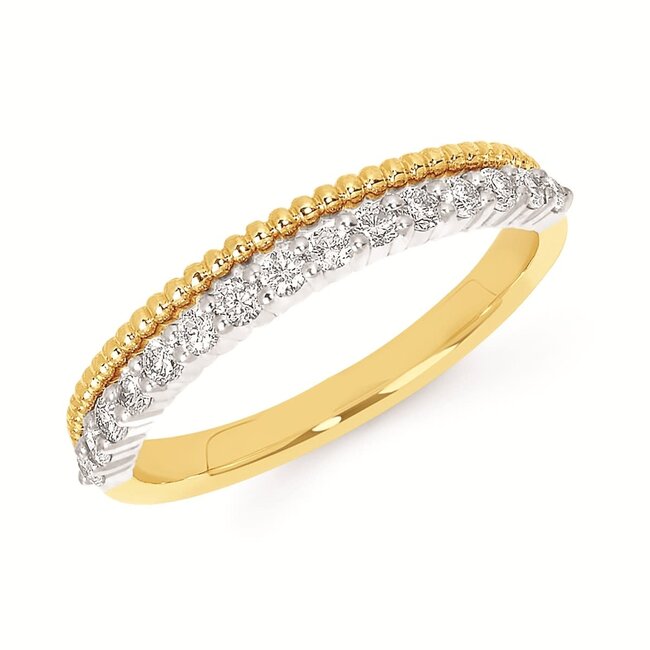 Diamond (0.33 ctw) double row beaded band 14k yellow gold