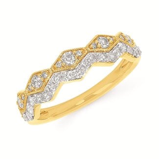 Diamond (0.50 ctw) geometric double row band 14k yellow gold