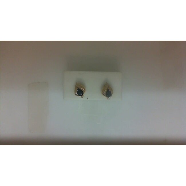 Sapphire & diamond accented (.77 ctw) pear stud earrings 14k yellow gold