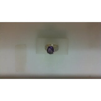 Amethyst & diamond (5.0 ctw) semi bezel set ring 14k yellow gold