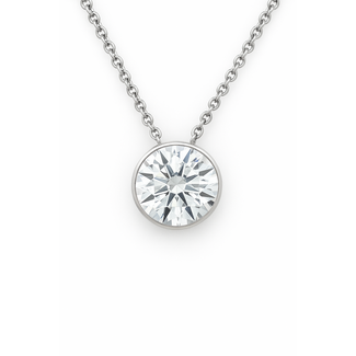 LAB GROWN diamond (2.0 ct) dew drop pendant w/chain 14k white gold 2.3 gr