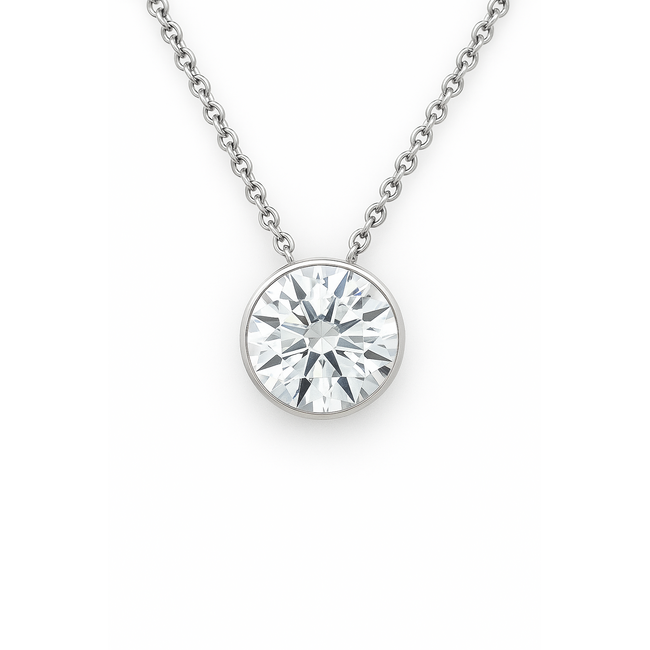LAB GROWN diamond (2.0 ct) dew drop pendant w/chain 14k white gold 2.3 gr