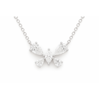 LAB GROWN Diamond (1.33 ctw) butterfly necklace 18k white gold 3.1 gr