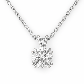 LAB GROWN Diamond (1.0 ct) round solitaire pendant w/chain 14k white gold 2.8 gr