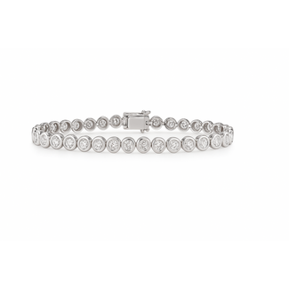 LAB GROWN Diamond (4.0 ctw) round bezel set tennis bracelet 14k white gold 9.2 gr