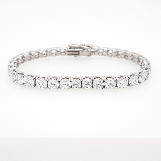 LAB GROWN Diamond (18.05ctw) round tennis bracelet 14k white gold 18.2 gr