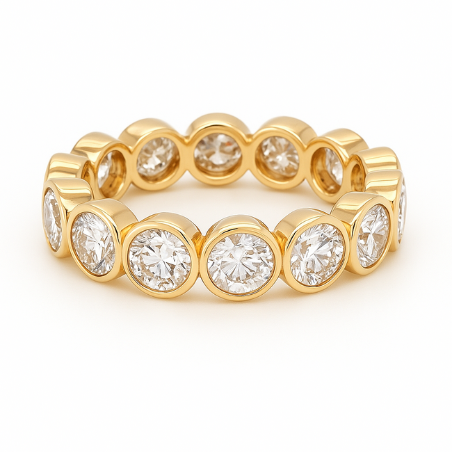 LAB GROWN Diamond (5.82 ctw) round bezel set eternity band 4.0 gr