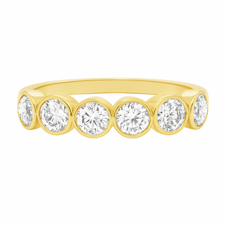 LAB GROWN Diamond (2.27 ctw) bezel set 7 stone band 14k yellow gold 3.0 gr