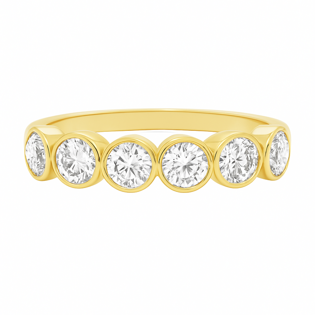 LAB GROWN Diamond (2.27 ctw) bezel set 7 stone band 14k yellow gold 3.0 gr