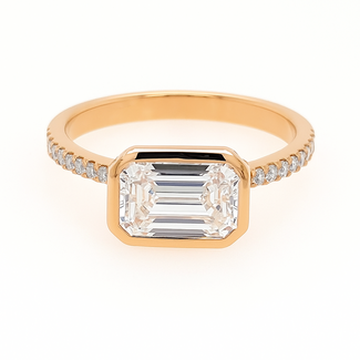 LAB GROWN Diamond (1.40 ctw) bridal ring 14k yellow gold 2.1 gr