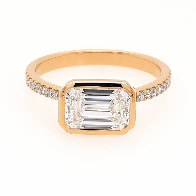 LAB GROWN Diamond (1.40 ctw) bridal ring 14k yellow gold 2.1 gr