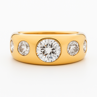 LAB GROWN Diamond (1.92 ctw) graduated 5 stone ring 14k yellow gold 8.3 gr