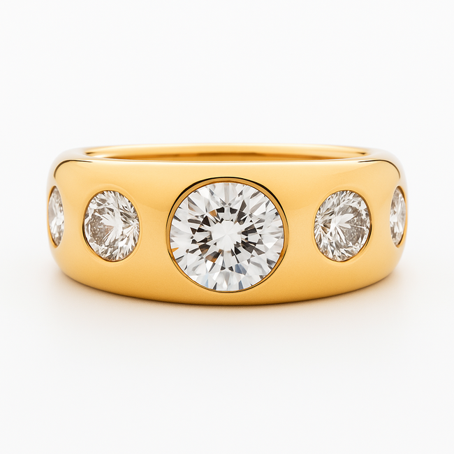 LAB GROWN Diamond (1.92 ctw) graduated 5 stone ring 14k yellow gold 8.3 gr