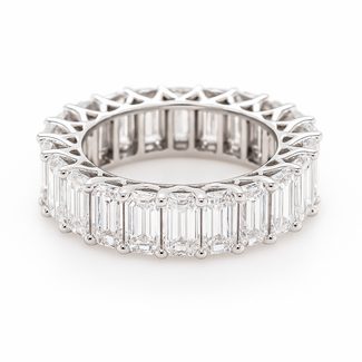 LAB GROWN Diamond (8.09 ctw) emerald cut eternity band 14k white gold 5.8 gr