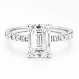 LAB GROWN Diamond (2.63 ctw) emerald cut ring 14k white gold 2.2 gr