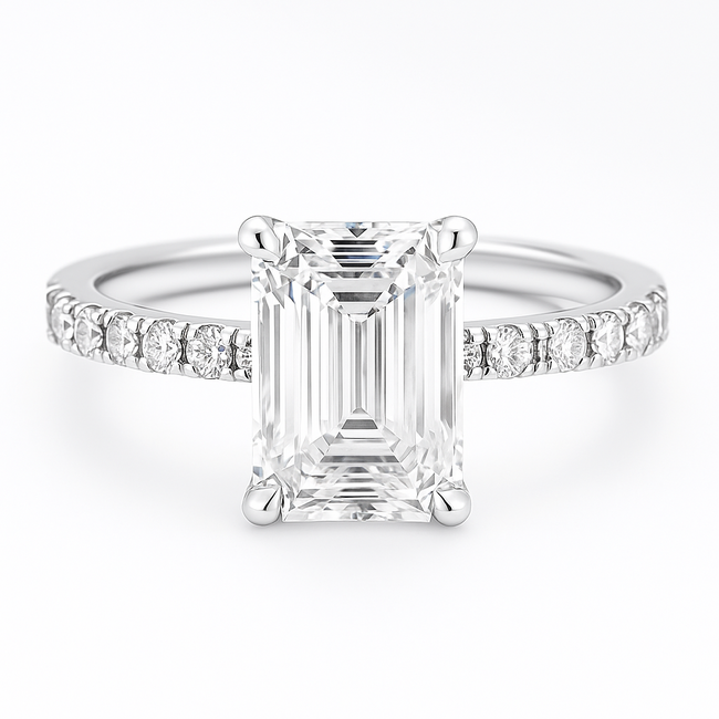 LAB GROWN Diamond (2.63 ctw) emerald cut ring 14k white gold 2.2 gr