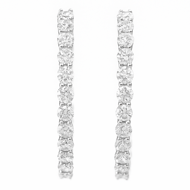 LAB GROWN Diamond (5.45 ctw) hoop earrings 14k white gold 5.2 gr