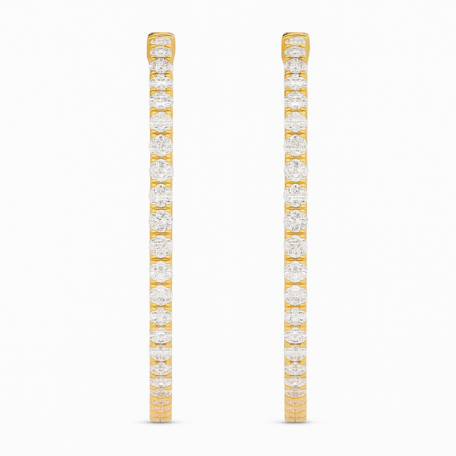 LAB GROWN Diamond (1.27 ctw) round hoop earrings 14k yellow gold 6.6 gr