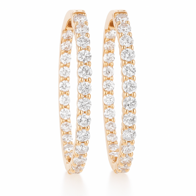 LAB GROWN Diamond (4.49 ctw) round hoop earrings 14k yellow gold 10.0 gr