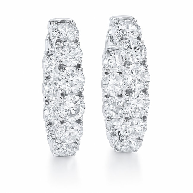 LAB GROWN Diamond (7.48 ctw) hoop earrings 14k white gold 6.1 gr
