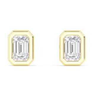LAB GROWN Diamond (1.89 ctw) emerald cut bezel set studs 14k yellow gold 2.9 gr