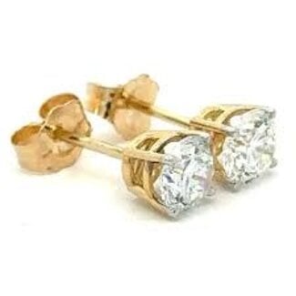 LAB GROWN Diamond (2.07 ctw) round studs 14k yellow gold 1.0 gr