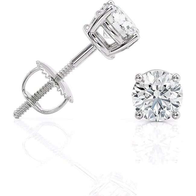 LAB GROWN Diamond (1.5 ctw) round studs 14k white gold 0.85 gr