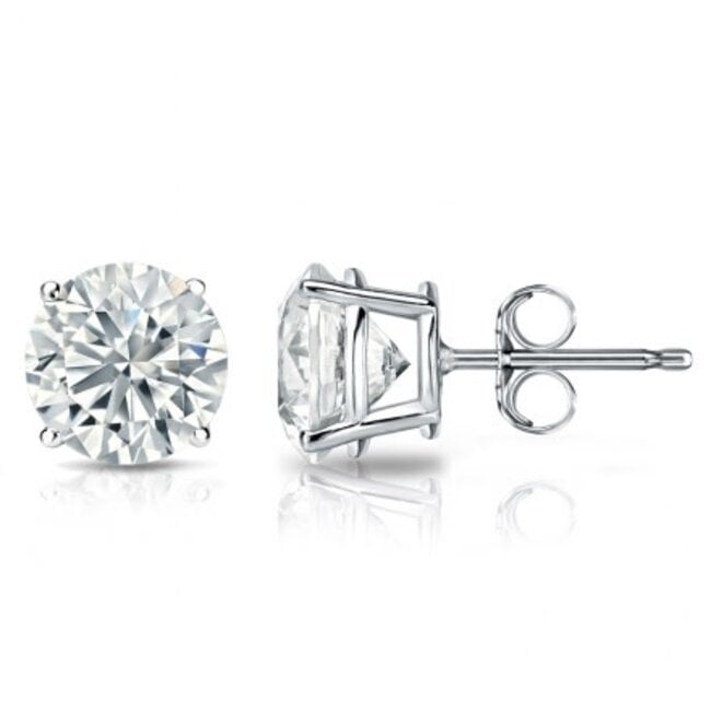 LAB GROWN Diamond (0.46 ctw) round studs 14k white gold 0.6 gr