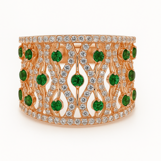 Tsavorite garnet & diamond (1.12 ctw) fashion ring 14k yellow gold