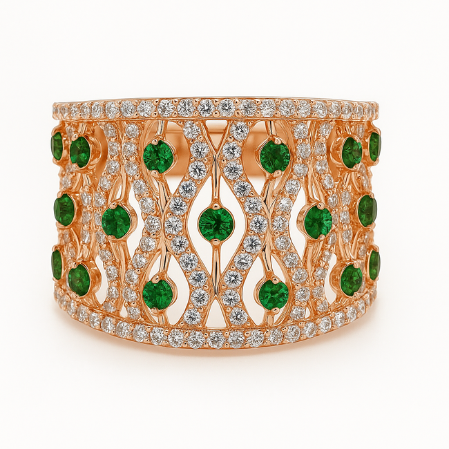 Tsavorite garnet & diamond (1.12 ctw) fashion ring 14k yellow gold