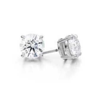 LAB GROWN Diamond (4.20 ctw) round studs 14k white gold 1.6 gr