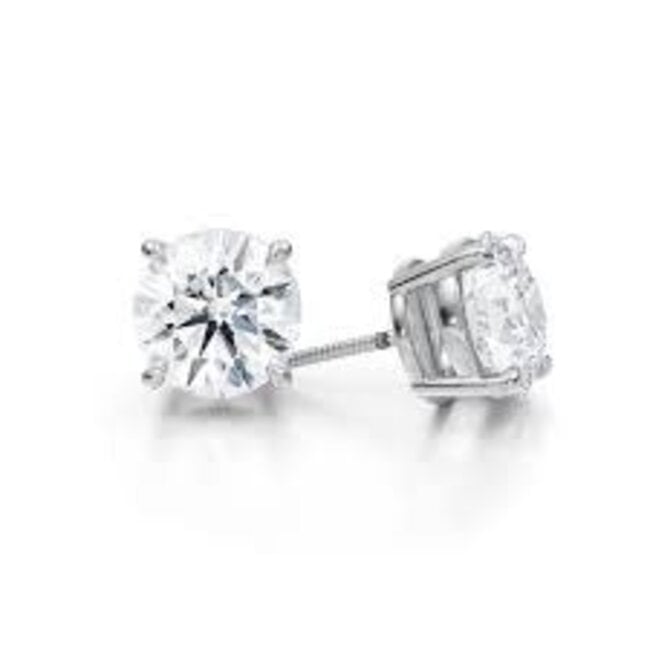 LAB GROWN Diamond (4.20 ctw) round studs 14k white gold 1.6 gr
