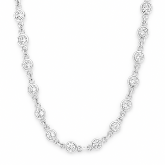 LAB GROWN Diamond (2.67 ctw) bezel set necklace 14k white gold 6.7 gr