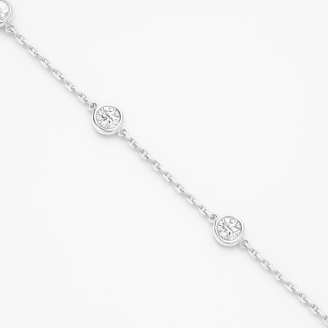 LAB GROWN Diamond (0.54 ctw) by the yard bracelet 14k white gold 1.7 gr