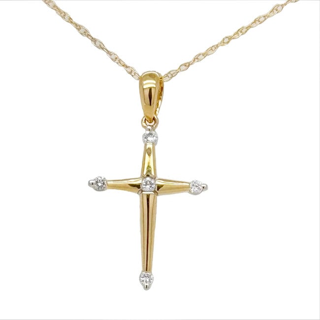 **Diamond (0.06 ctw) cross pendant, 14kt yellow gold