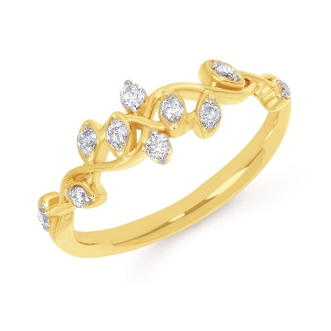 **Diamond (0.20 ctw) floral vine band 14k yellow gold