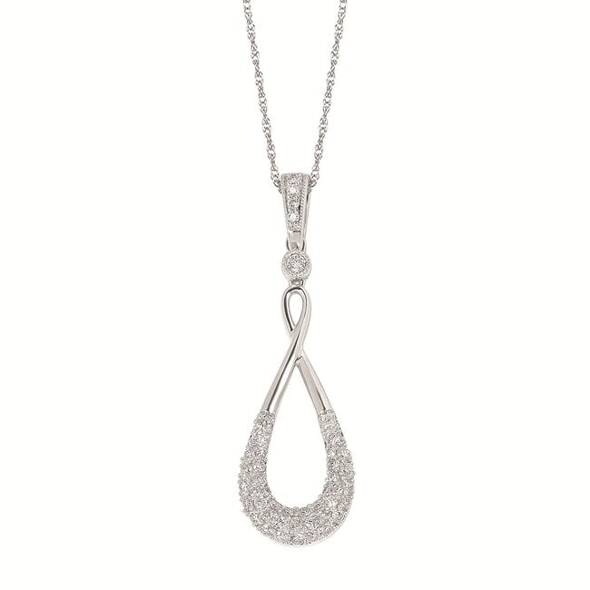 **Diamond (0.33 ctw) teardrop pendant w/chain 14k white gold
