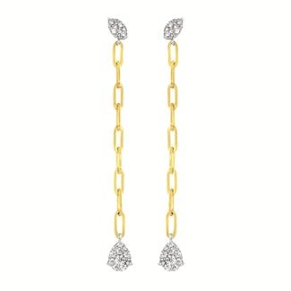 Diamond (0.41 ctw) paperlip dangle earrings 14k yellow gold