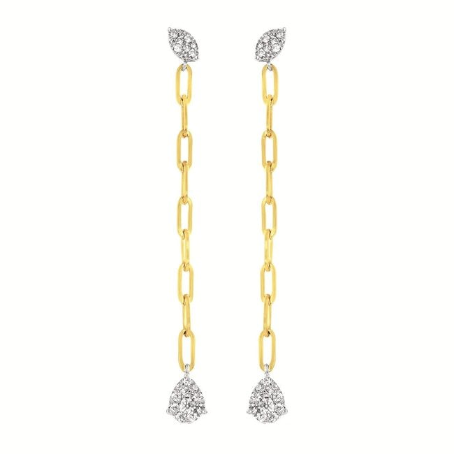 Diamond (0.41 ctw) paperlip dangle earrings 14k yellow gold