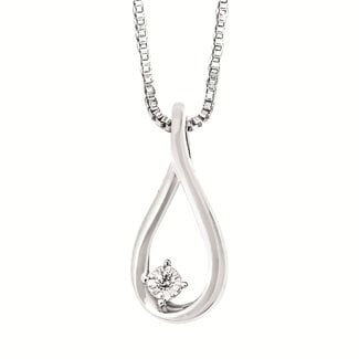 **Diamond (0.01 ctw) teardrop pendant w/ chain sterling silver