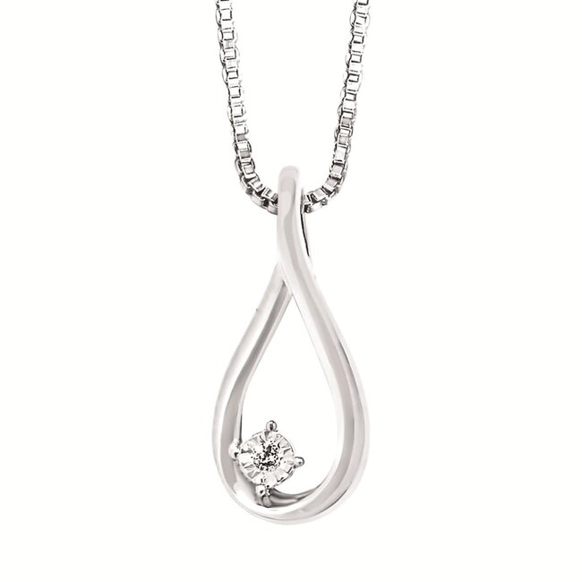 **Diamond (0.01 ctw) teardrop pendant w/ chain sterling silver