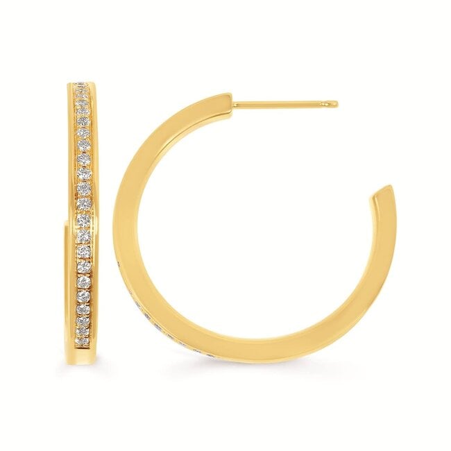 **Diamond (0.46 ctw) round hoop earrings 14k yellow gold